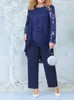 5xl artı boyut 2 adet Set Afrika Dantel Giysileri Kadınlar için Üstler ve Pantolon Pantolon Dashiki Moda Partisi Günlük Kıyafetler 240130