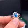 Pierścienie klastra Butikowa biżuteria 925 Srebrny Srebrny Inkrustowany Natural Blue Topaz Cieszonka Pierścień Mini Fash