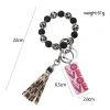 DHL Silicone Bead Keychain LOVE PU Tassel Bracelet Keychain Valentine's Day Gift Key Chain Wrist Keyring Z 2.5