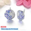 Orecchini a cerchio Tanzanite naturale Orecchino a clip in argento sterling massiccio 4,8 carati Pietra preziosa genuina Lusso Geogerous Gioielleria raffinata S925 Regali