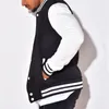 Vestes pour hommes simple boutonnage décontracté Bomber Baseball lâche arrivée à manches longues haut en coton mode Logo Cardigan manteau