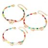 Braccialetti con ciondoli Farfalla conchiglia per donna Oro Acciaio al titanio Moda Doppio strato Perline colorate Regalo di gioielli Z165