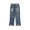 Jeans pour hommes hommes et femmes rétro lavé micro évasé denim pantalon tendance marque haute rue minceur jambe large hip hop décontracté polyvalent