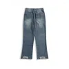 Jeans da uomo Uomo e donna Pantaloni in denim micro svasati lavati retrò Marchio alla moda High Street Dimagrante Gamba larga Hip Hop Casual Versatile