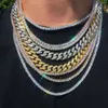 Collier personnalisé en plaqué or 10k 14k, diamant Moissanite, chaîne à maillons cubaine originale, bijoux fins, 7mm 12mm, vente en gros