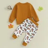 Ensembles de vêtements 2024-08-01 Lioraitiin 0-3Y bébé garçons vêtements ensemble à manches longues lettres imprimer sweat avec taille élastique pantalons de survêtement infantile