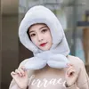 Beralar Kış Kürk Kapı Eşarp Seti Kadınlar İçin Kapüşonlu Kaşmir Boyun Sıcak Balaclava Kayak Rüzgar Geçirmez Şapka Kalın Peluş Kabarık Beanies Hood