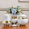Бутылки в китайском стиле, керамическая ваза, общая банка, фарфоровый имбирный цветочный горшок, золотой резервуар для хранения, винтажная бутылка, украшение для дома