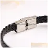 Charme pulseiras de aço inoxidável tag trança pulseira tecer pulseira de couro pulseira manguito moda jóias 320305 gota entrega dhijx