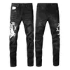 Amirs Designer Mens dżinsy fioletowe dżinsy High Street Hole Star Patch Męskie damskie damskie panele haftowe Haftowe Spodnie rozciągające spodnie spodnie 936348961