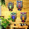 Decorative Figurines Metal Colorful Owl Sculpture Wall Art Decoration Animal Crafts Ornaments For Indoor Outdoor Home Garden