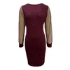 Casual Dresses Elegant Solid Color Dress Square Neck Sequin Mini With Sheer Mesh Sleeves For Prom Party Dating Slim Fit Women