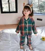 Spring Girl Turndown Collar Pajama Set.Toddler Kids Christmas Green Plaid Pyjamas Set Sleepwear Nightwear.Children Clothing 11T 240123