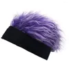 Baretten Retro Nep Haar Skullcap Punk Brimless Hip Hop Beanie Pruik Hoed Gekleurde Pluizige Fun Korte Caps Mannen