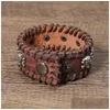 Brazalete Punk Knit Skl Pulseras Brazalete de cuero Botón ajustable Mtilayer Wrap Pulsera Pulsera para hombres Mujeres Will y Sandy Fashion D DHPVI