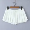 Jupes Yenkye Preppy Style Bow Preeted Mini jupe pour femmes Zipe côté avec des sous-vêtements Summer Grey Blanc Black