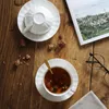 210 ml porcelanowa filiżanka herbaty ze złotym trimcappuccino kawy z kawy biały zestaw brytyjski 240129