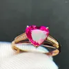 Cluster-Ringe TM2024 Roter Turmalin-Ring 18 Karat Gold Juwel Natürliche 1,8 ct Edelsteine ​​Diamanten Weiblich Für Frauen Fein