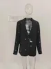 LJHLJX Mode Frauen Blazer Kerb Kragen Lange Ärmel Single Button 3D Liebe Niet Dekoration Anzug Jacken Frühling AH188 240202