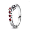 Anelli a grappolo autentico Drago d'oro scintillante 925 in argento sterling con anello di cristallo rosso per donne gioielli alla moda