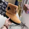 ブーツUggit Snowdrop Designer Women Shoes Winter Fur Bootis Wart Leather Boots Soft Sheepskin Snow Boot