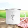 Tassen No Rain Flower Bedruckte Tasse Kreative Kaffee Tee Emaille Tasse Getränke Dessert Milch Camping Urlaub Griff Trinkgeschirr Geschenk