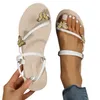 Сандалии женские модные летние бабочки с носком на плоской подошве пляжные женские для косточек ног