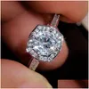 Bague Solitaire Mariée Bling Carré Zircon Diamant Bagues De Fiançailles De Mariage Pour Femmes Filles Mode Bijoux Fins Will Et Sandy Drop De Dhotr