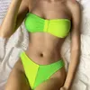 Women's Swimwear Sexy Split Swimsuit Bikini Wave Pattern Splicing Bust Models High Waist 2024 Two Piece