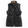 Giacche da caccia Gilet invernale Donna Piumino in cotone Vestibilità ampia Giacca imbottita lunga Cappotto con colletto alla coreana spesso Taglie forti senza maniche