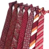 Bow Ties Men's Classic Striped Jacquard Woven Wine Color Neck Tie Formal Party Groom Suit Necktie For Wedding Paisley