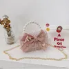 Children Wallet Small Bag Cute Girl Classic Coin Purse Tweed Handbag Flower Beading Princess Kid Money Bag Baby Shoulder Bag 240118