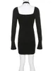 Casual Jurken Darlingaga Asymmetrische Mode Bodycon Halter Zwarte Jurk Mini Gothic Kanten Mesh Gesplitst Club Sexy Dames Gewaad