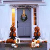 Couronnes de fleurs décoratives pour Halloween, 11 pouces, avec décorations, citrouilles en bois d'automne, tournesol