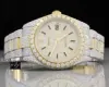 orologio di lusso personalizzato Moissanite con borchie e ghiacciato, orologio con diamanti hip-hop bicolore per uomo e donna20RG