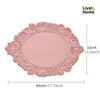 45CM Silicone Oval Placemat Flower Embossed Large Lace Tablemat Non-Slip Korea Platter Mat Dining Dinner Tableware Cup Coasters 240127