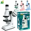 Science Science Biological 200x 600x 1200x Pocket Microscope Lab مع أدوات LED المكررة Montessori Toy 240131