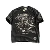 Herrt-tröjor Vintages troskraft gör gamla korta trendiga varumärken American VTG Wash High Street Loose Half Sleeve T-shirt för män