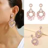 Dangle Earrings Romantic Fashion Pink Series For Women Elegant Luxury Petals Geometric Crystal Statement Jewelry Accessories