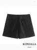 Skirts KONDALA Women Fashion 2024 Casual Mini Asymmetrical Shorts High Waist Back Pockets Wide Leg Zipper Female