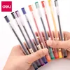 Deli 12 peças conjunto de caneta gel de ultra qualidade escrita neutra tinta preta azul vermelha assinatura esferográfica para material escolar de escritório