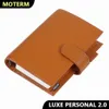 Moterm Luxe 2.0パーソナルサイズプランナー30 mmリングバインダー本物の小石革のノートブック日記アジェンダオーガナイザー240130