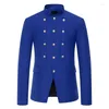 Men's Suits Classic Men Court Banquet Wedding Suit Jacket Black / Blue White Fashion Standing Collar Single Breasted Blazer Coats