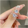 Wedding Rings Luxury Wed Diamond Designer Ring For Woman Real 925 Sterling Sier Green Oval Pink Water Drop 8A Zirconia Womens Engage Dhpjp