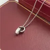 2024 gargantilha feminina colar amor jóias pingente de ouro anel duplo de aço inoxidável jewlery moda oval anéis interligados clavicular cadeia colares designer