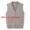 Autumn Winter Cashmere Sweater Men Knitted Casual V-neck Vest Sleeveless high quality fashion Thick plus size S-3XL4XL5XL 240129