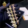 Nuovo braccialetto Hiphop personalizzato Bracciale a catena a maglia cubana con design a croce in argento sterling 925 con diamanti Moissanite e diamanti