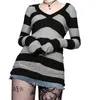 Casual Dresses Women's Striped Knit Sweater Dress Aesthetic Clothes Long Sleeve V Neck Slim Fit Bodycon Mini Vintage Grunge Outfit