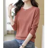 Women's T Shirts O-neck Undercoat Clothing Solid Ladies Tops Simplicity Long Sleeve Pullovers Interior Lapping Autumn Winter T-Shirts