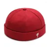 Bérets réglable Docker Sailor Biker Cap Hommes Femmes Casual Coton Broderie Cocotier Brimless Crâne Hiver Bonnet Chapeau Couleur Unie